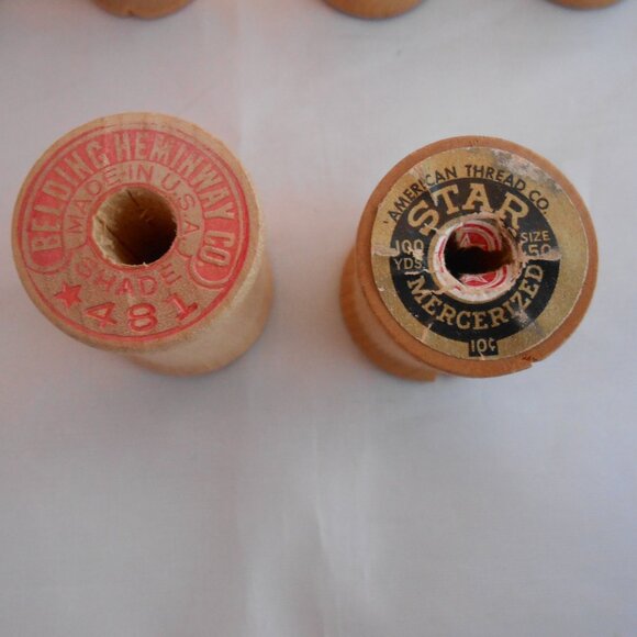 Vintage Wooden Spools, Lot Of 11, Empty Spools, Sewing, Arts&Crafts, Coats&Clark - Picture 2 of 5
